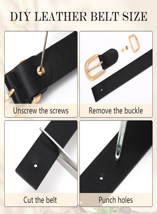 VONMELLI Women's Belt for Jean Pant, Women's Black Leather Belt with Gold Buckle，L - Image 5